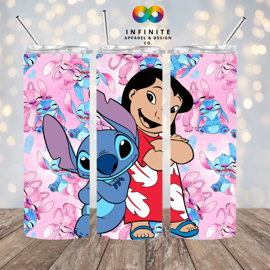 Blue Alien and Hawaiian Girl Tumbler