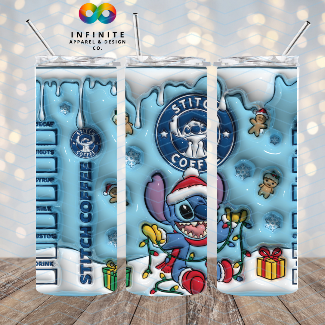 Blue Alien Christmas Starbies Edition Tumbler