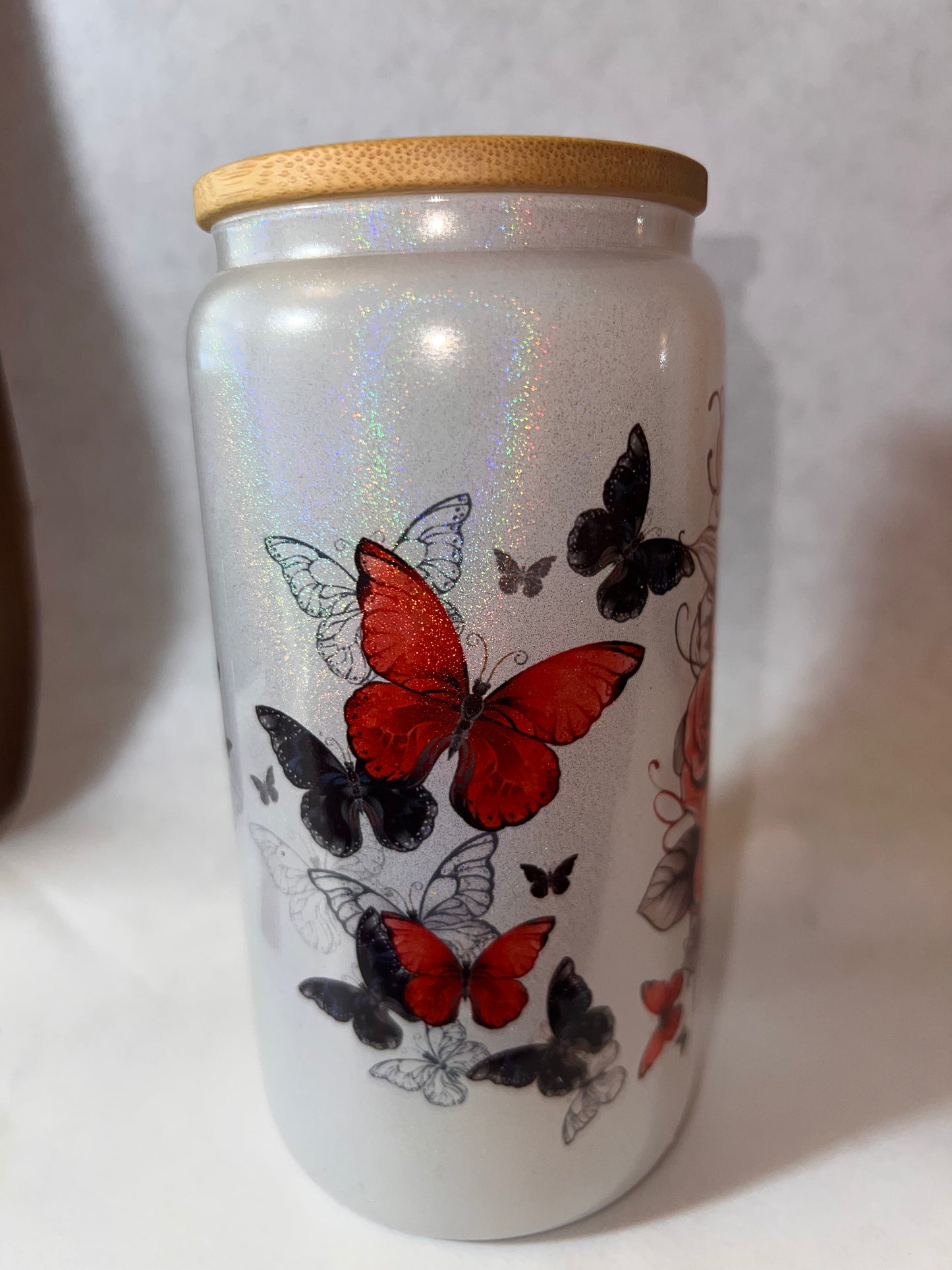 Black and Red Skull Butterflies cup