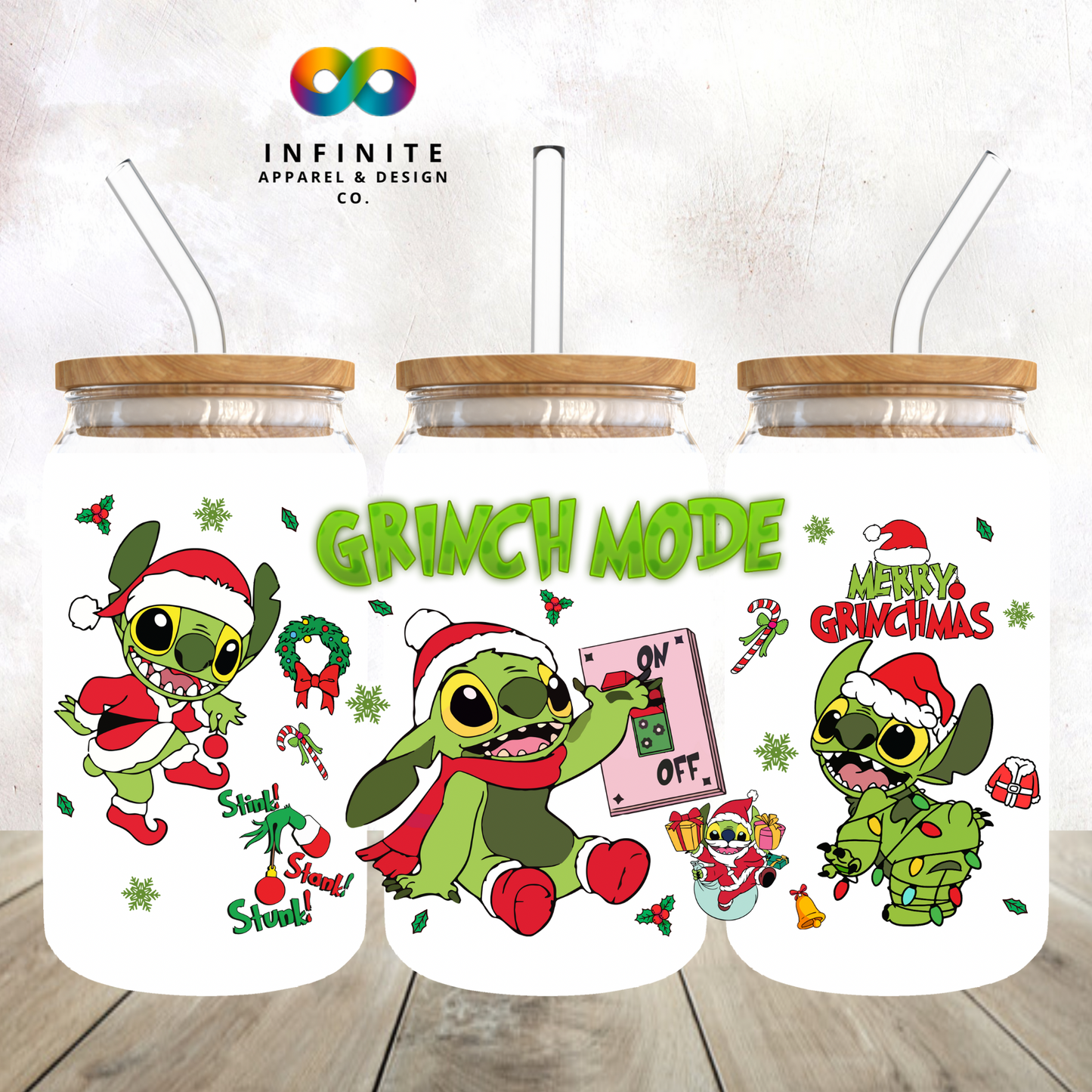 Grinch Blue Alien Glass Can Cup