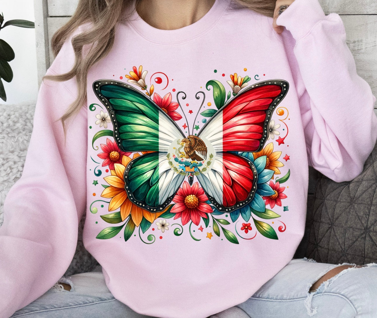 DTF Print Mexican Flag Butterfly