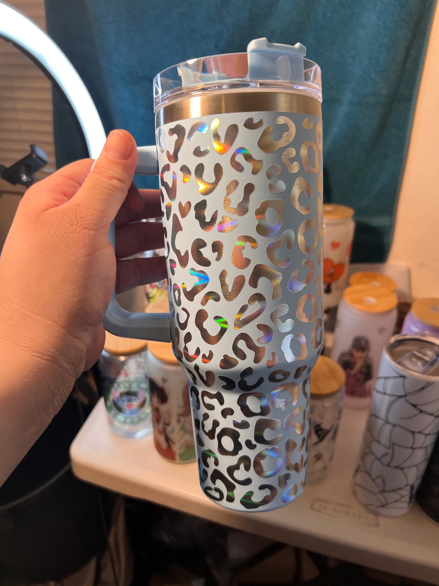 Holographic Leopard Print 40 Oz Tumblr