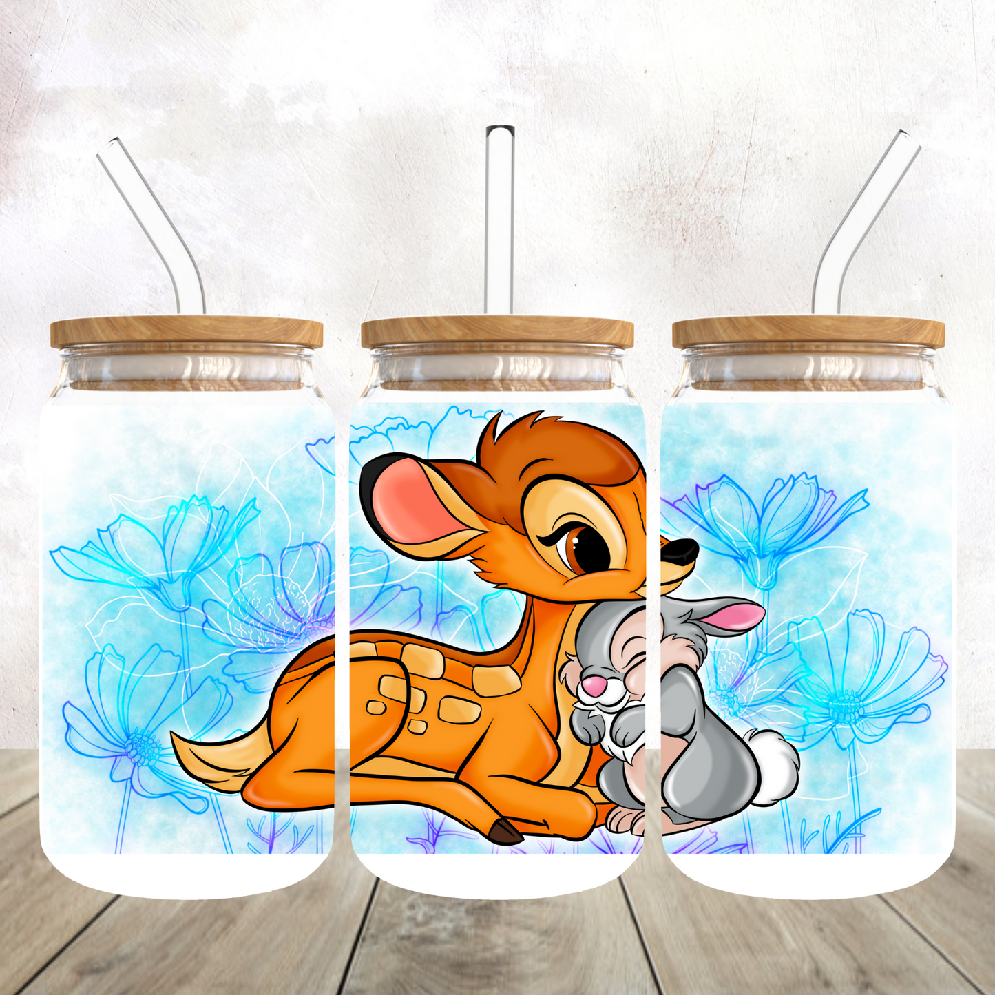 Cute Deer Glass Can Cup