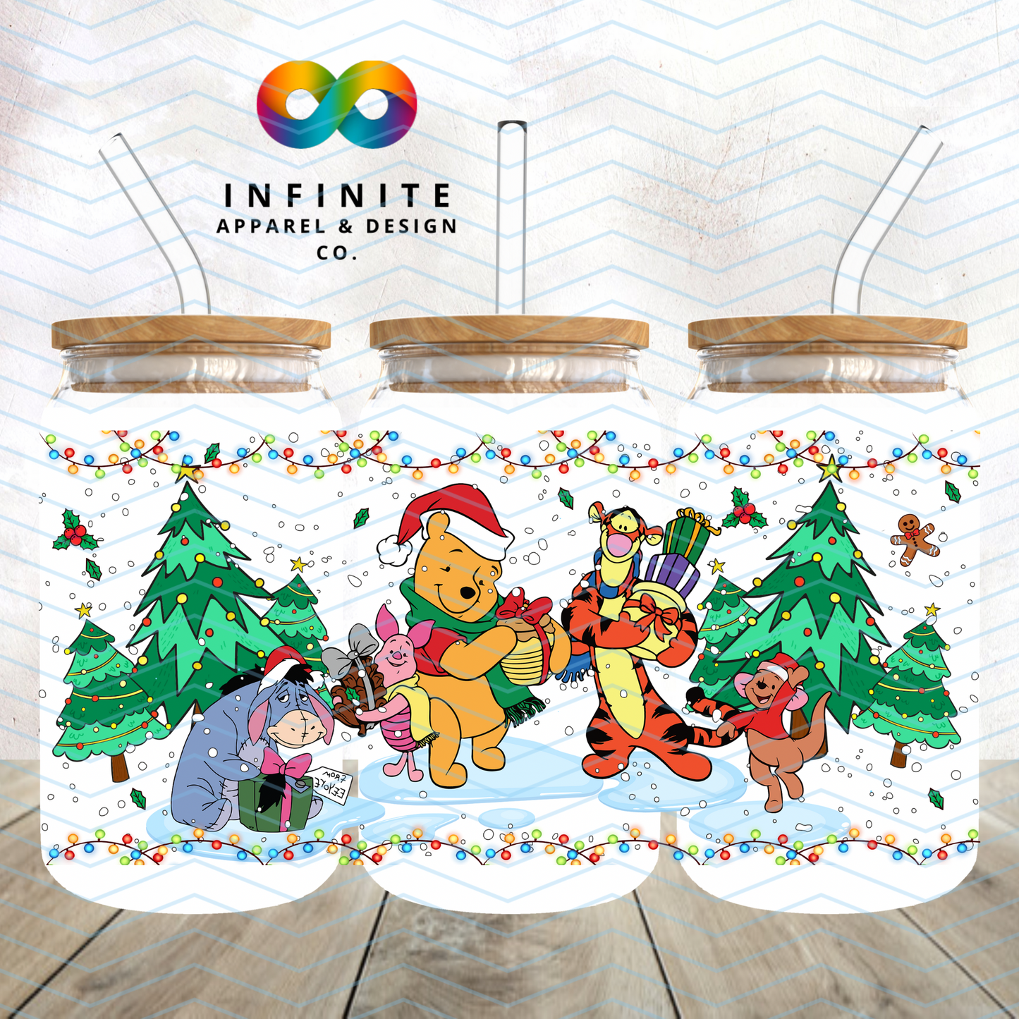 Christmas Honey Bear Glass Can Cup