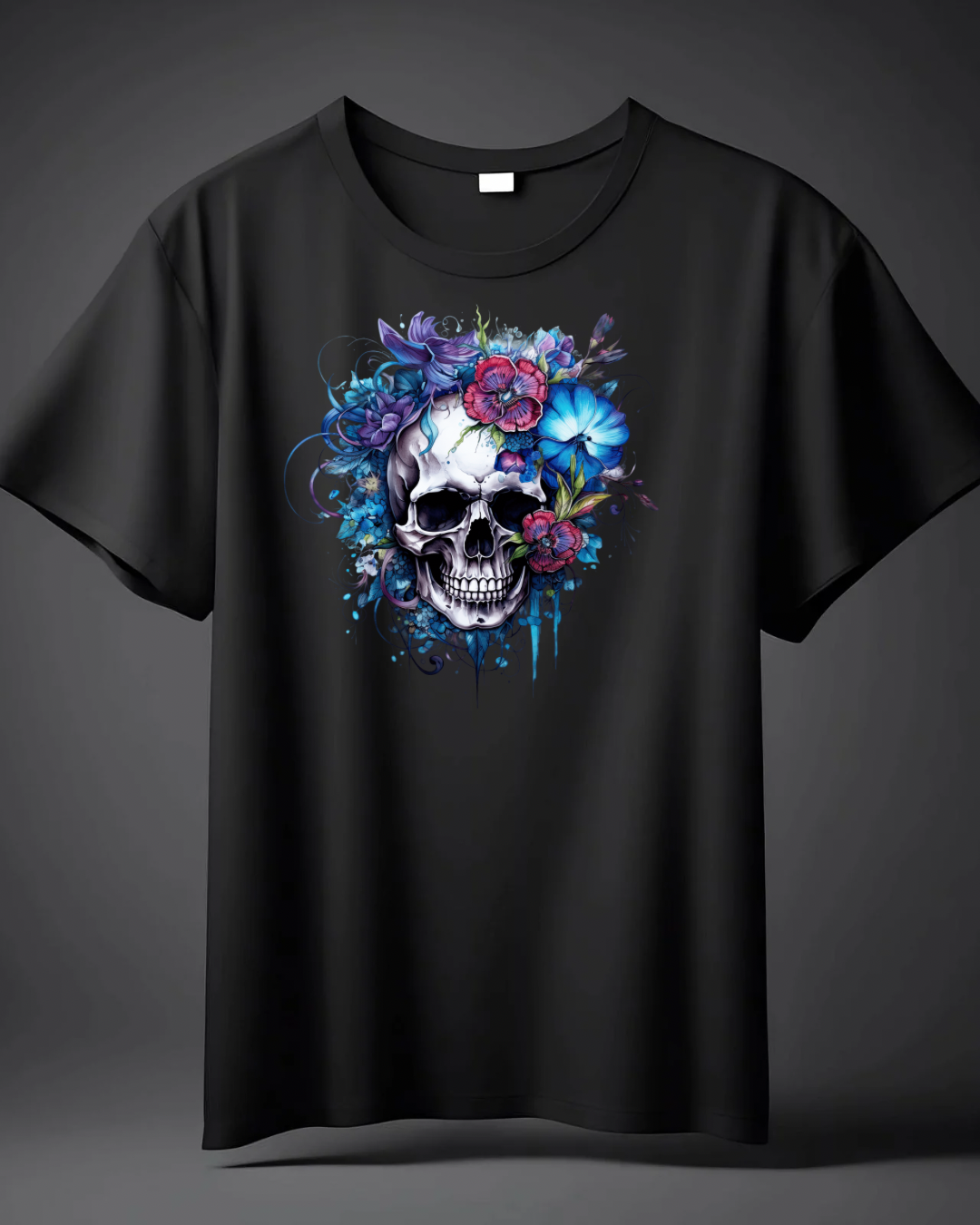 DTF Print Floral Skull