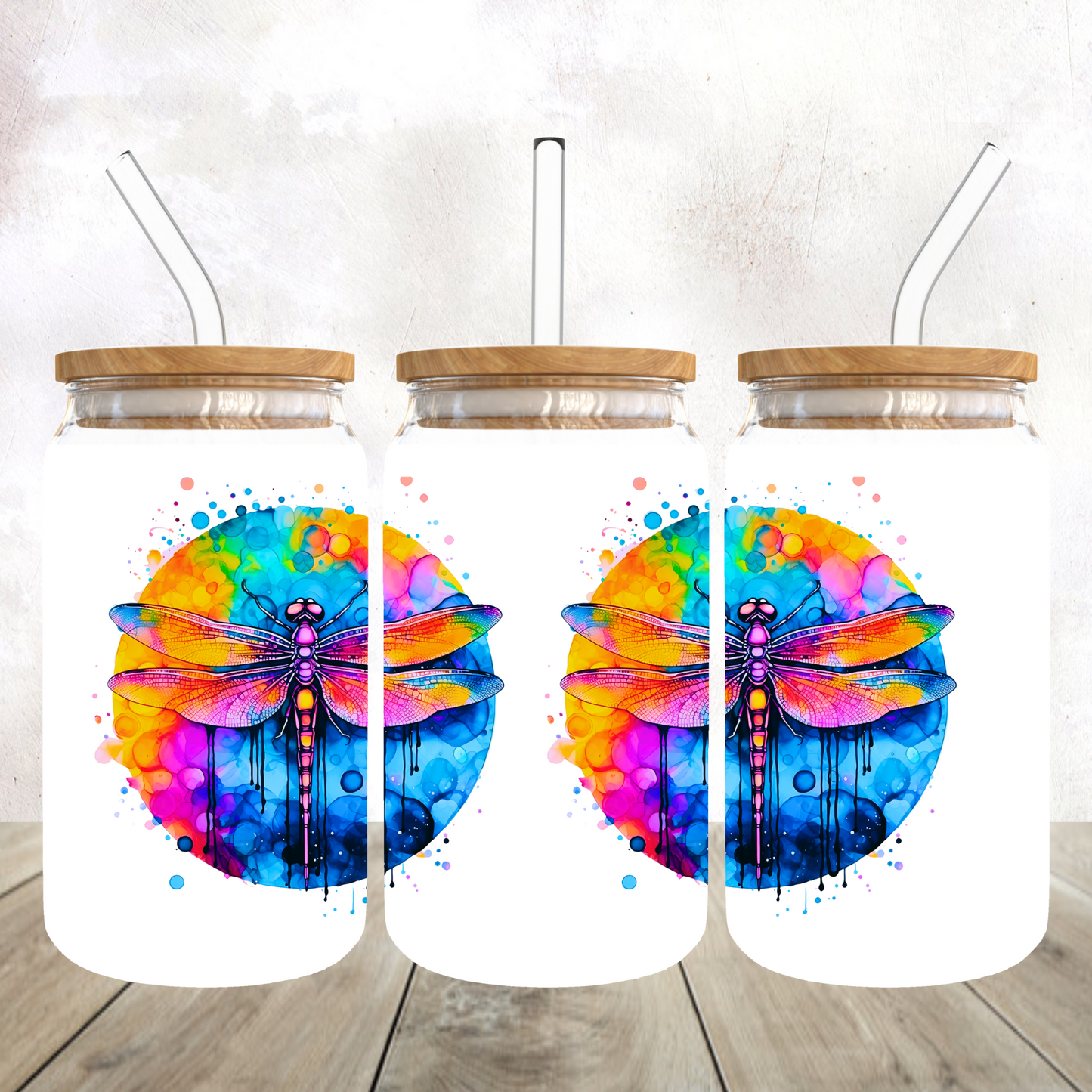 Dragon Fly Glass Can Cup