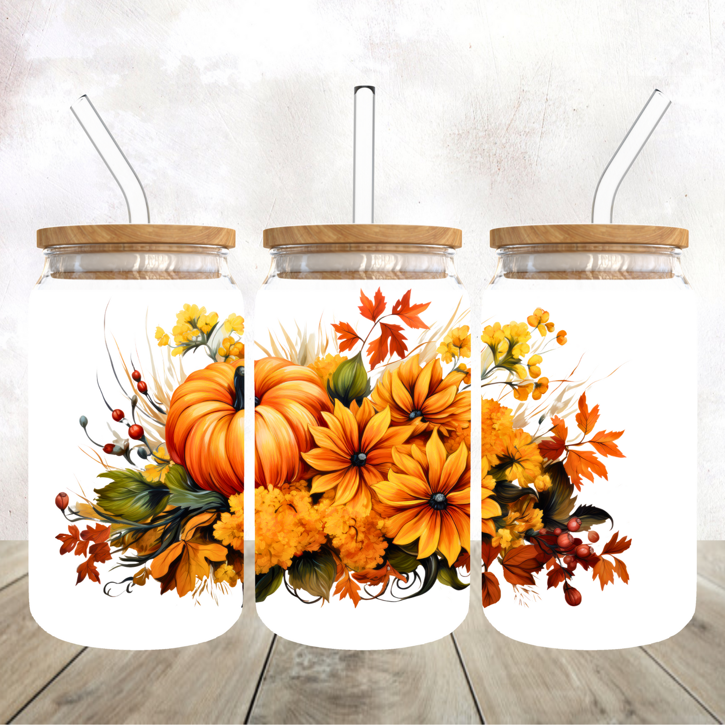 Fall Design # 2 Glass Can Cup