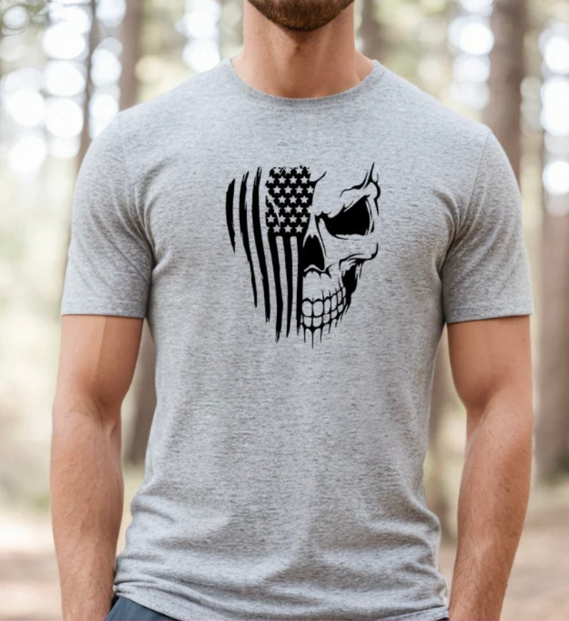 Single Color Screen Print-Skull Flag