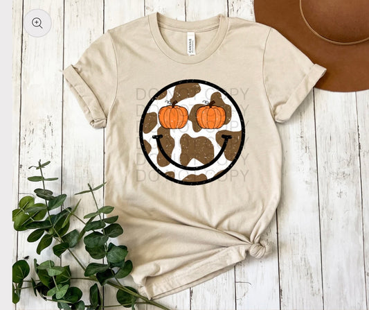 Cow print smiley face T-Shirt