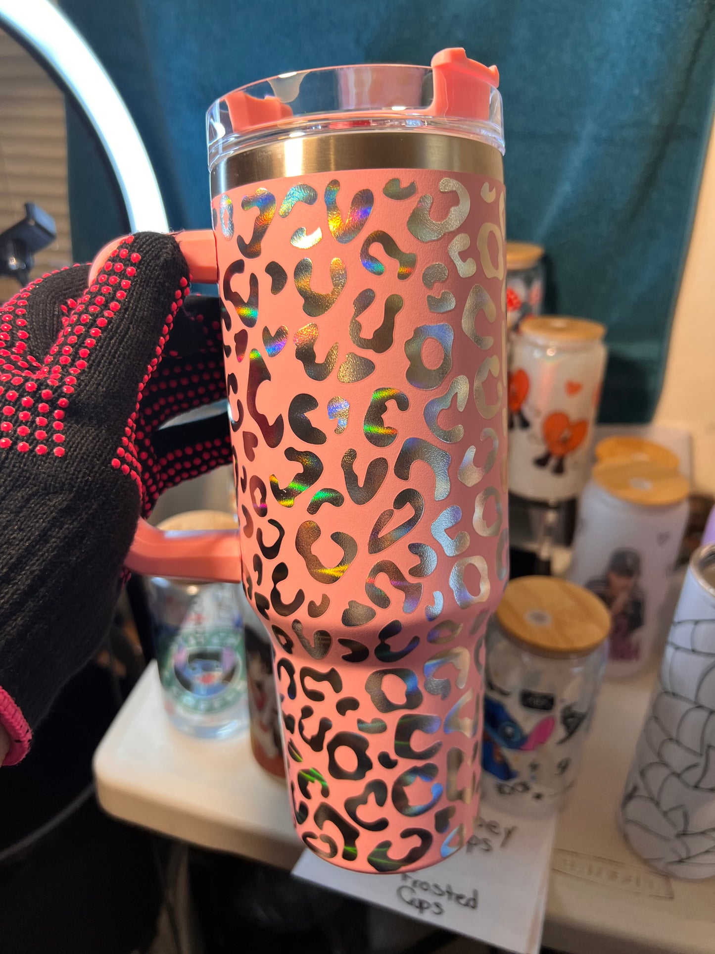 Holographic Leopard Print 40 Oz Tumblr