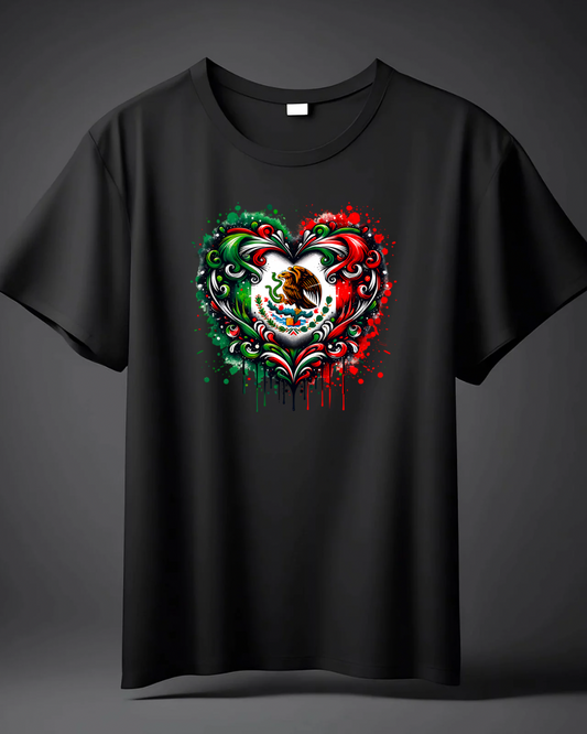 DTF Print Mexican Flag Heart