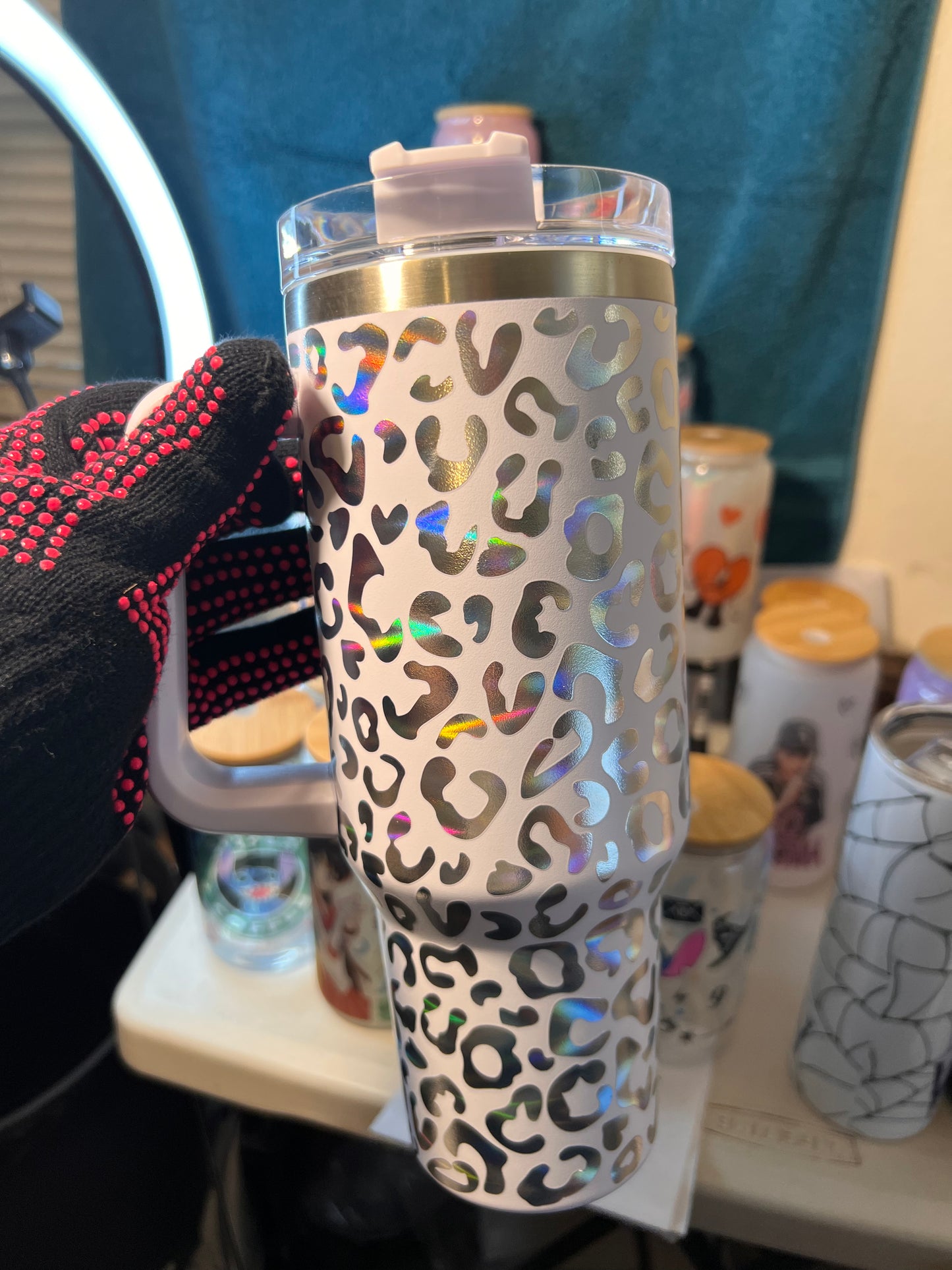 Holographic Leopard Print 40 Oz Tumblr