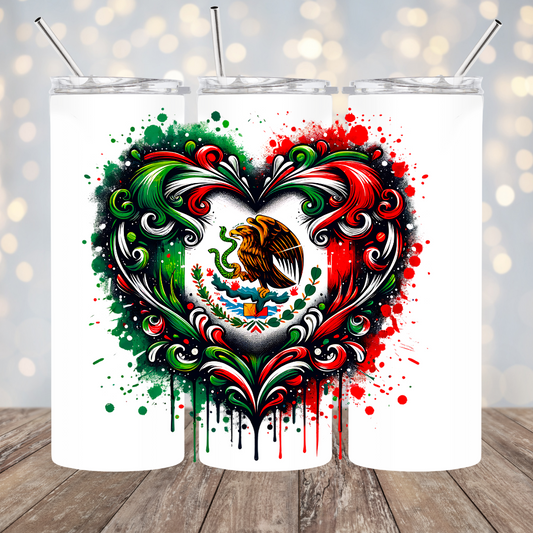 Mexican Flag Heart Tumbler